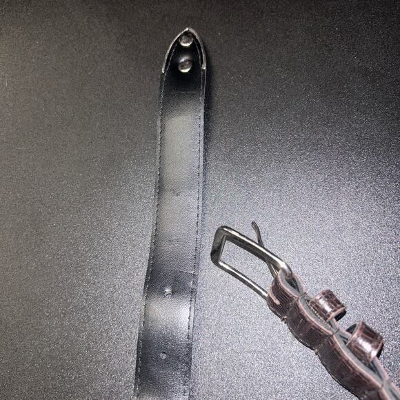 Brown Textured Faux Leather Gold-Tone Hardware Adjustable Belt Women's 37" - Picture 9 of 9